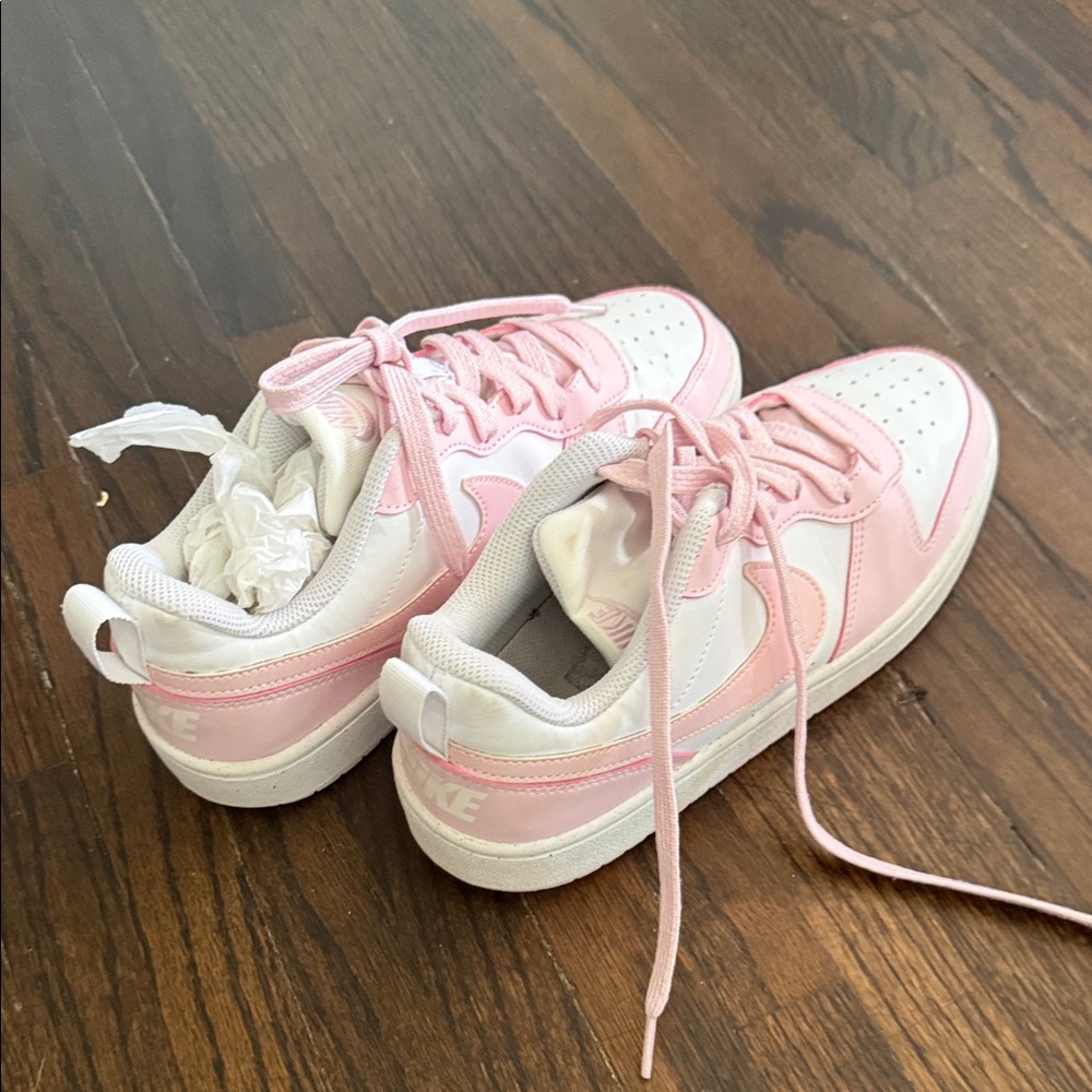 Nike White and Light Pink Low-Top Sneakers